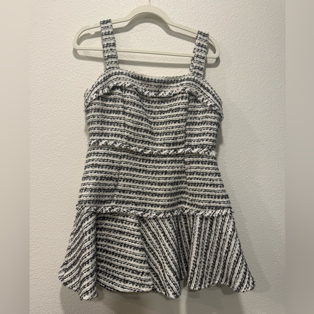NWT Mustard Seed Grey & White Striped Tweed Dress